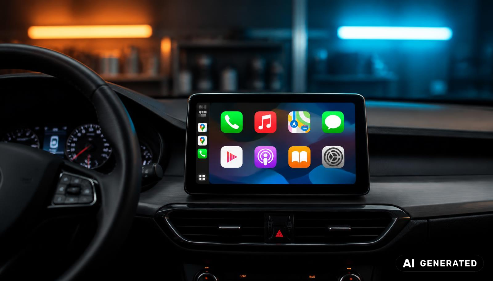 Instalace Apple CarPlay a Android Auto do auta — detail displeje s CarPlay rozhraním